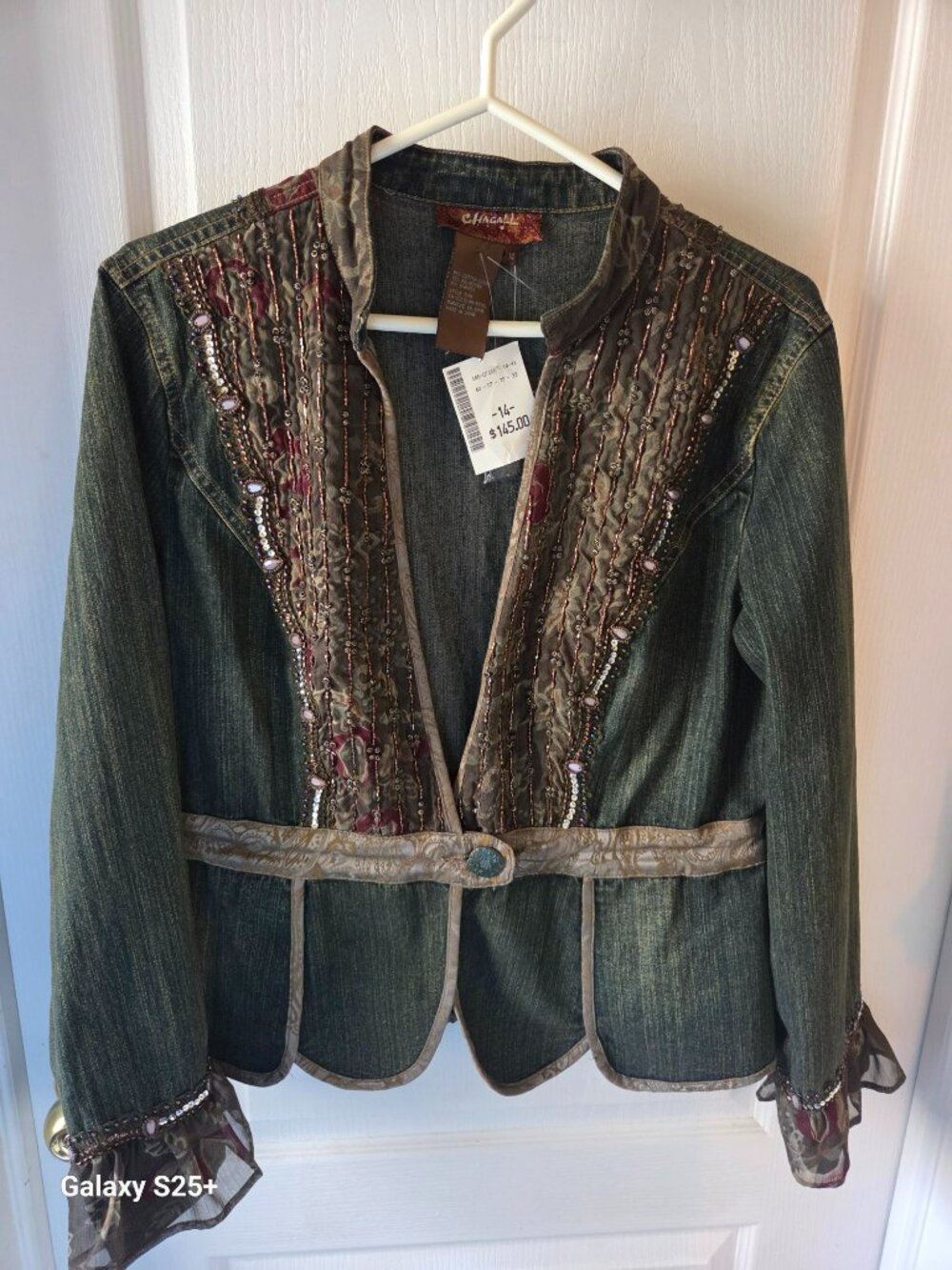 VINTAGE CHAGALL RETRO EMBELLISHED DENIM JACKET - ONE OF A KIND (late 80's)
